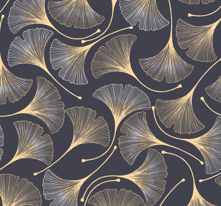 Papel de parede folhas padrão elegante de ginkgo - TenStickers