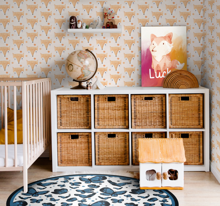 Papel de parede infantil raposas pintadas à mão - TenStickers