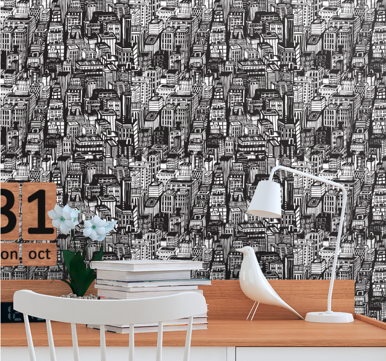 Papel de parede cidades e países caos de desenho urbano - TenStickers