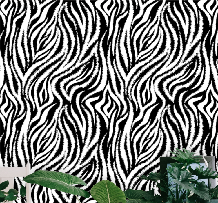papel de parede para sala Zebra irregular preto e branco clássico - TenStickers