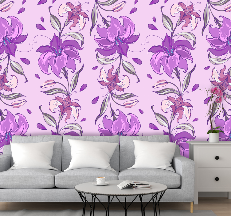 Papel de paredeico Floral Lírios Roxos - TenStickers