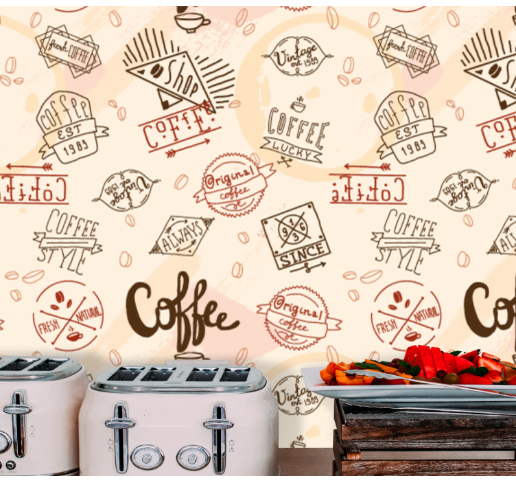 papel de parede para sala de jantar ícones de café - TenStickers