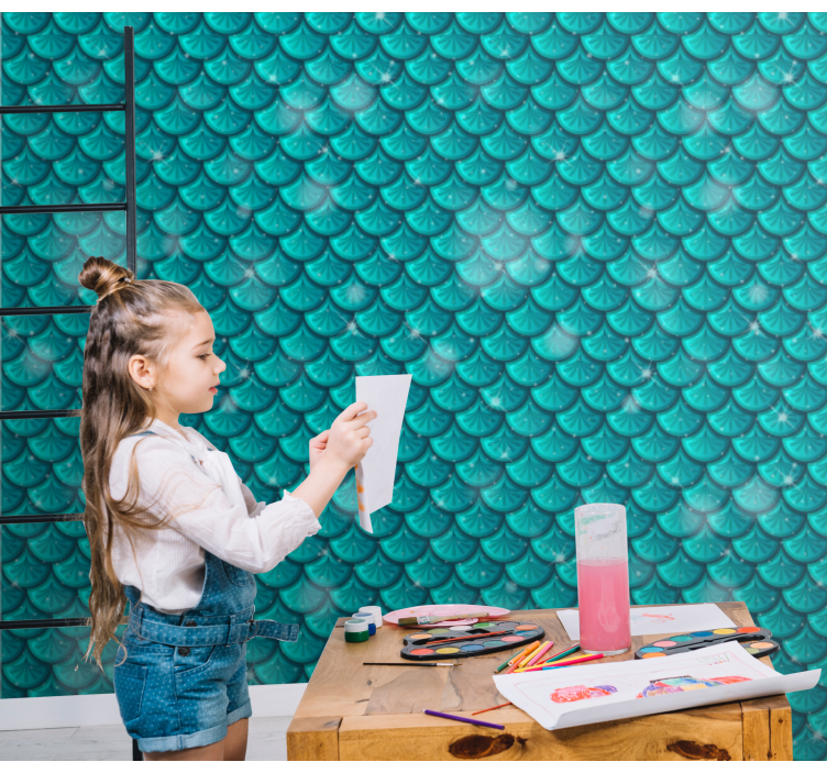 Papel de parede infantil Escamas de sereia azul - TenStickers