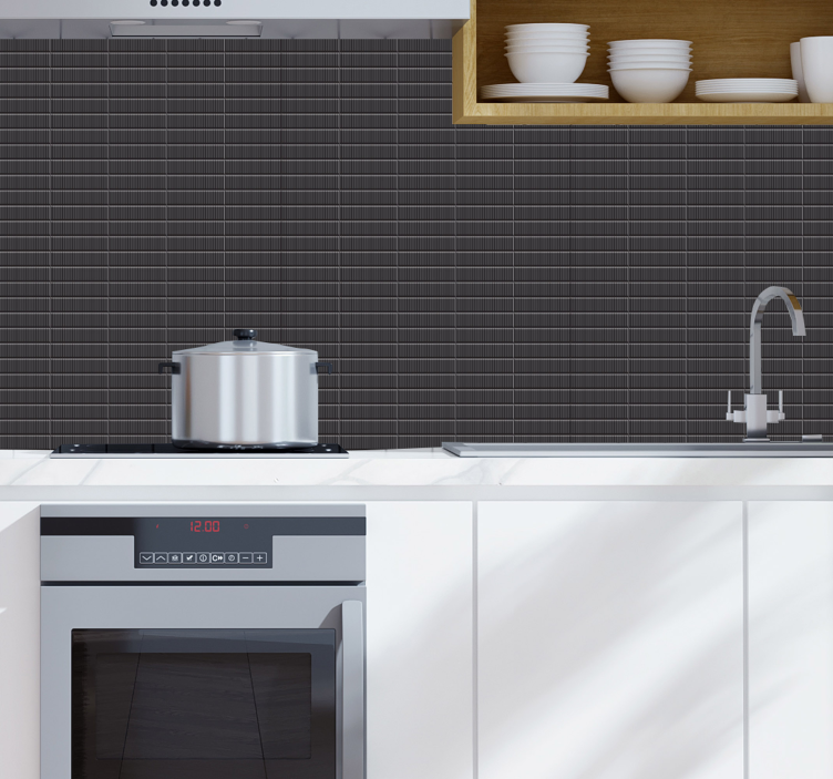 papel de parede 3d Papel de parede de azulejos pretos 3d - TenStickers