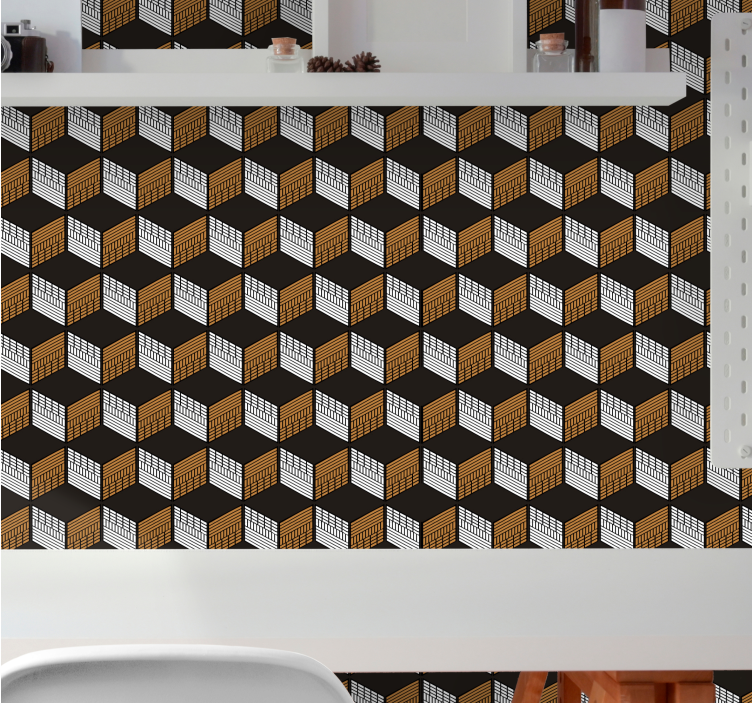 Papel de parede 3D arte de ilusão cúbica - TenStickers