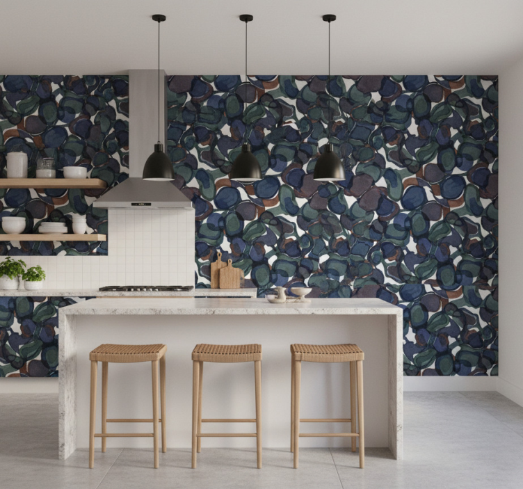 Papel de parede abstracto design espiral em cores escuras - TenStickers