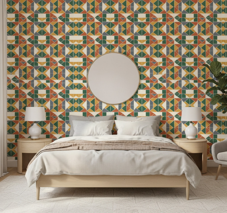 Papel de parede abstracto padrão geométrico - TenStickers