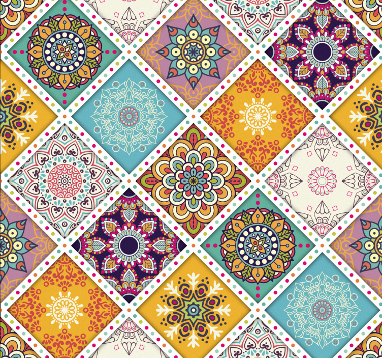 papel de parede artístico mandala de retalhos - TenStickers