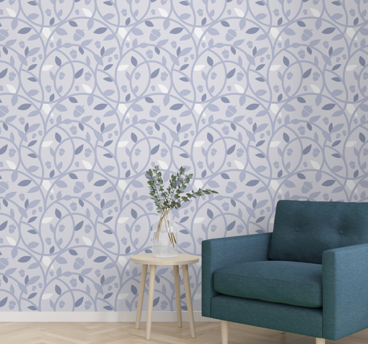 papel de parede azulejo design elegante com folhas - TenStickers