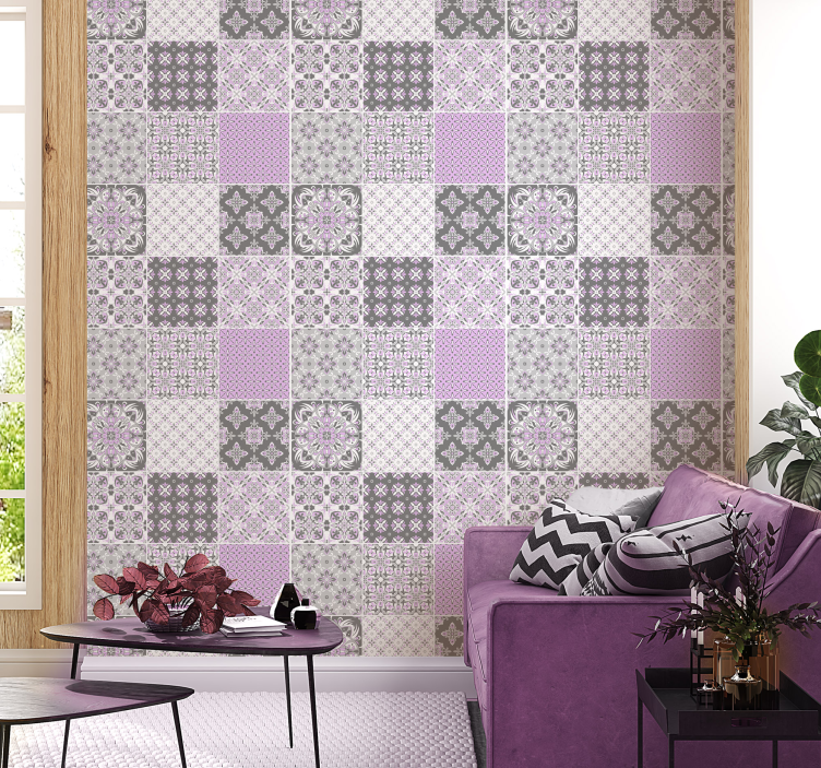 papel de parede azulejo motivos estampados em azulejos - TenStickers
