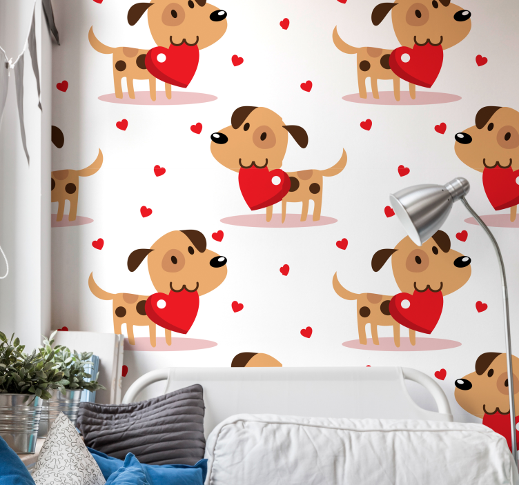 Papel de parede cães amor de cachorrinho - TenStickers