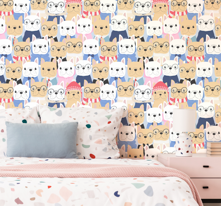 Papel de parede cães filhotes de buldogue - TenStickers