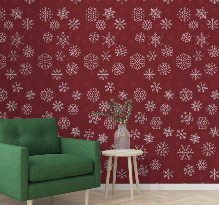 Papel de parede Natal flocos de neve sazonais - TenStickers