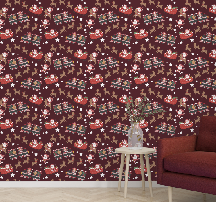 Papel de parede Natal trenó festivo do papai noel - TenStickers