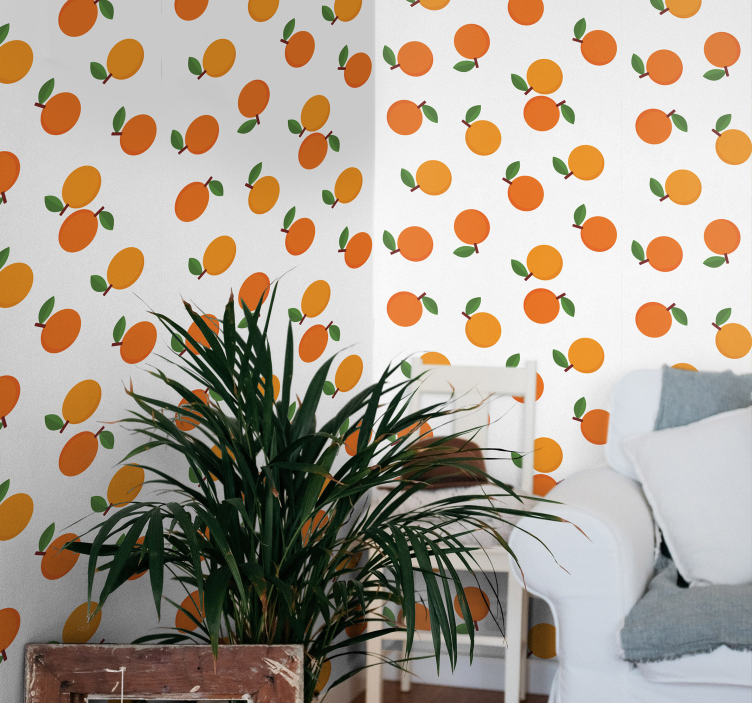papel de parede flores padrão de motivo de frutas - TenStickers
