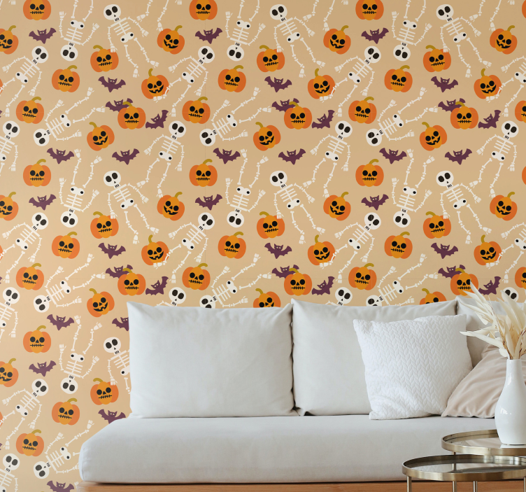 Papel de parede halloween padrão assustador de halloween - TenStickers