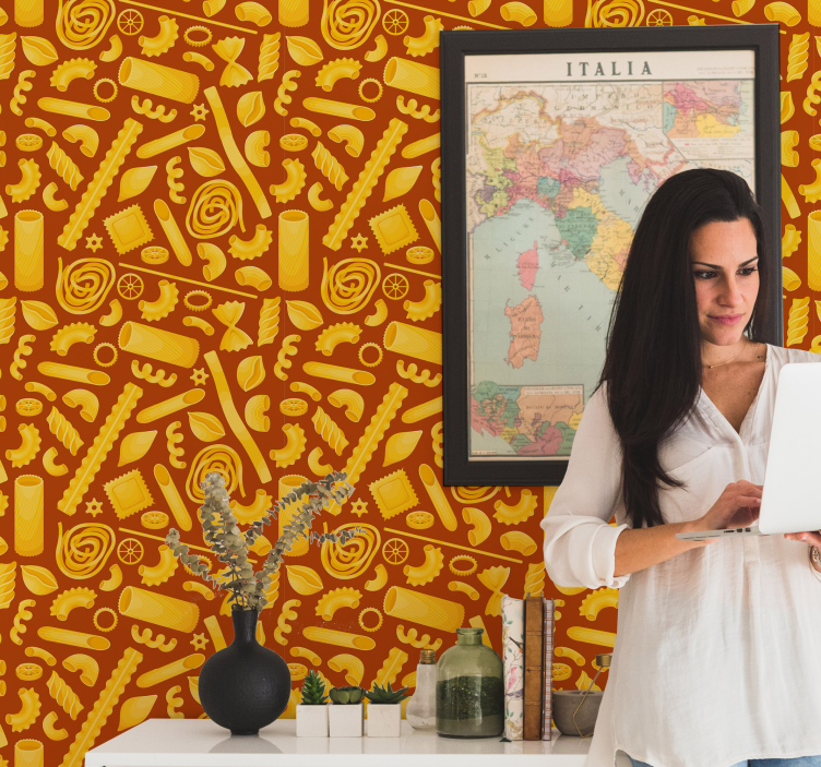 papel de parede ornamental padrões de macarrão - TenStickers