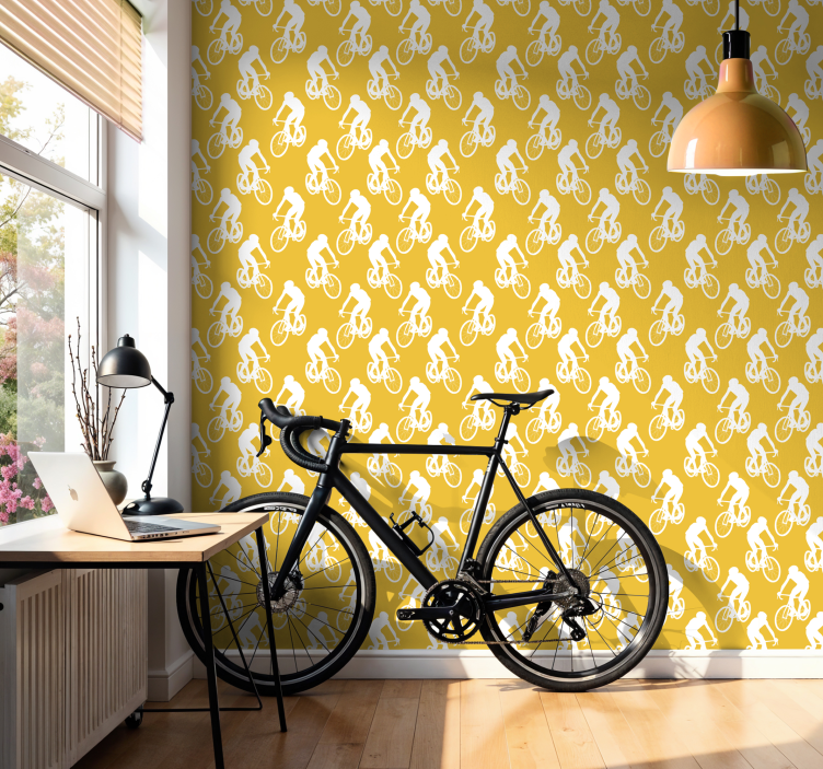 papel de parede amarelo ciclistas - TenStickers