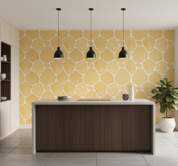 Papel de parede amarelo revestimento de gesso suave - TenStickers