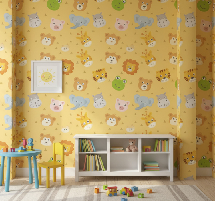 Papel de parede animais Área de brincadeira colorida - TenStickers