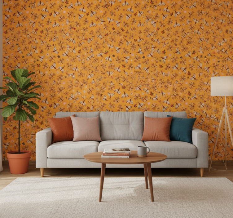 Papel de parede animais borboletas desenhadas à mão - TenStickers