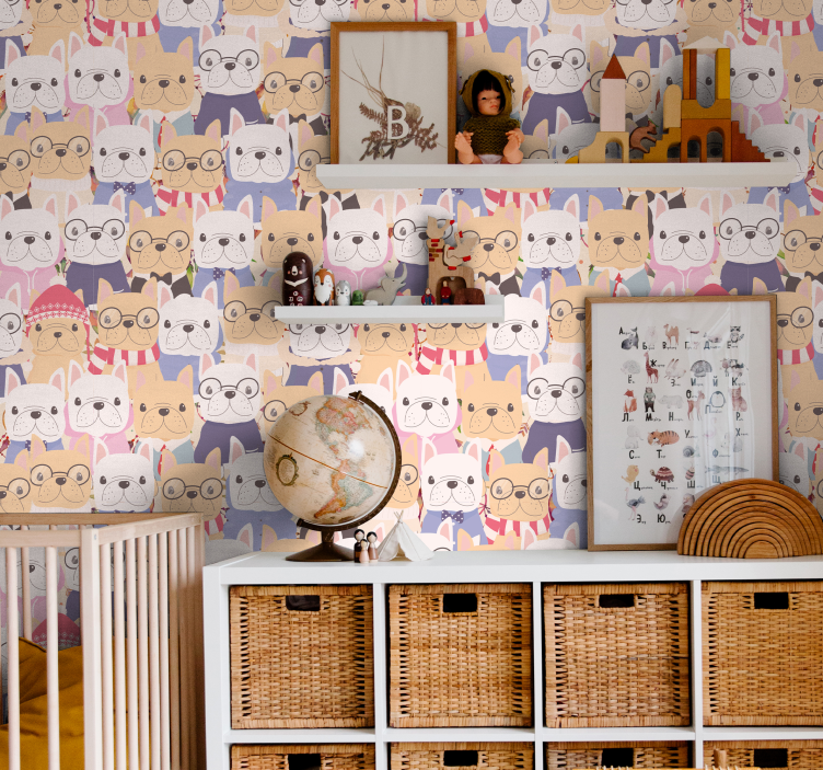 papel de parede de animais Cachorros multicoloridos - TenStickers