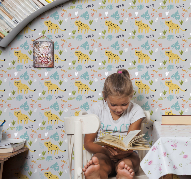 papel de parede animais conjunto com motivo safari - TenStickers