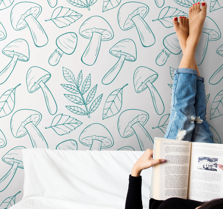 papel de parede animais contornos de cogumelo - TenStickers