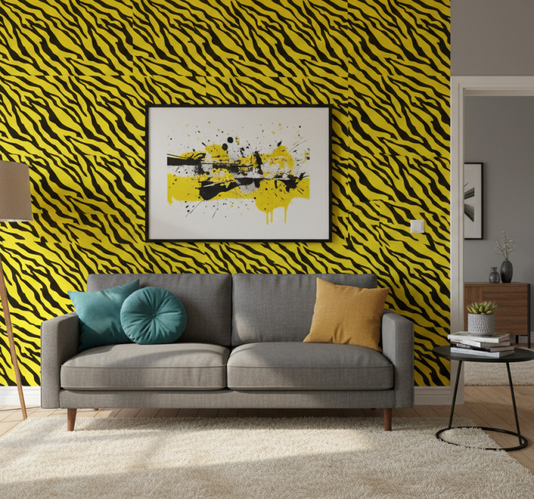 Papel de parede animais design zebra amarela - TenStickers