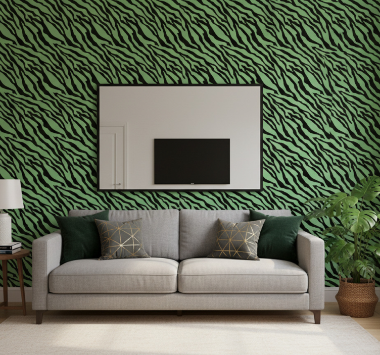 Papel de parede animais design zebra verde - TenStickers