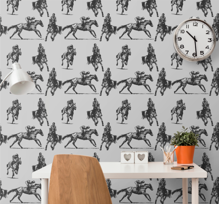 papel de parede animais esboço equestre - TenStickers