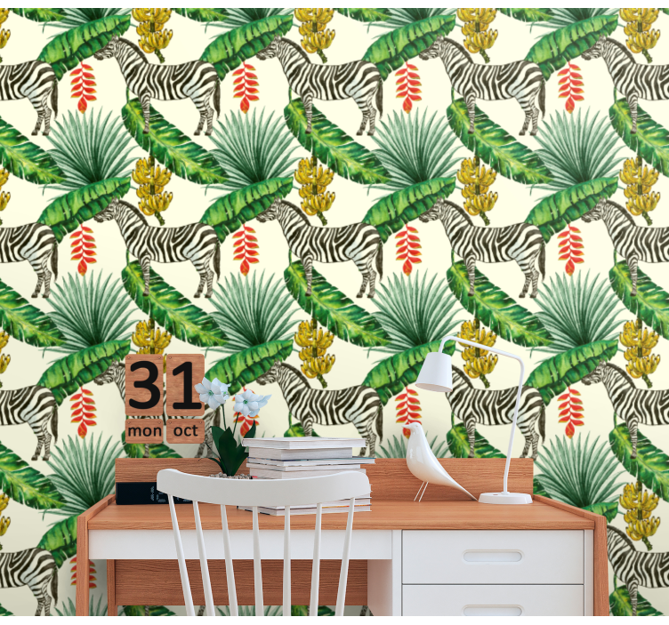 Papel de parede animais estampa de zebra tropical - TenStickers
