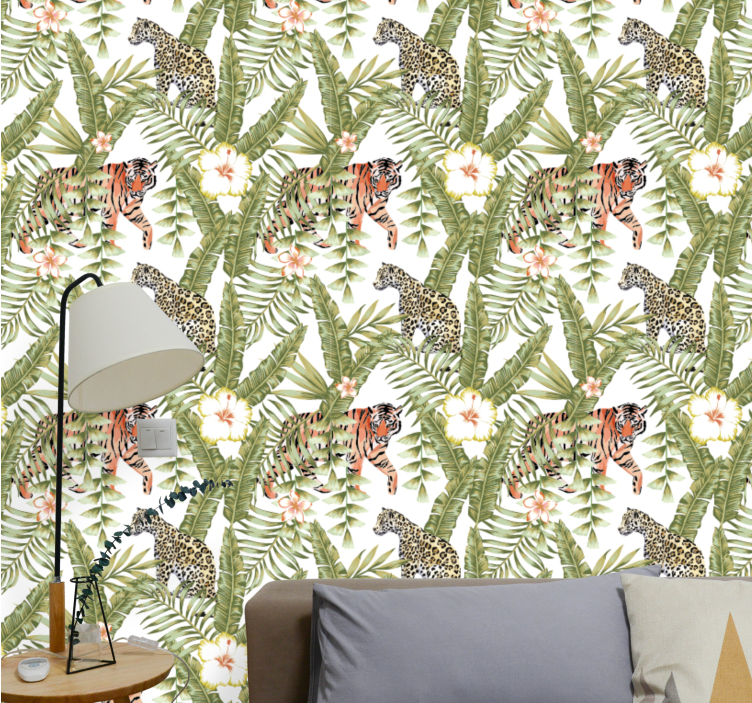 papel de parede animais fauna da selva tropical - TenStickers