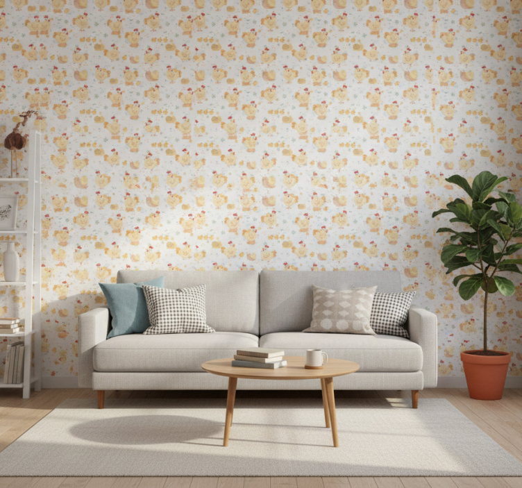 Papel de parede animais fazenda de galinhas e caracóis - TenStickers