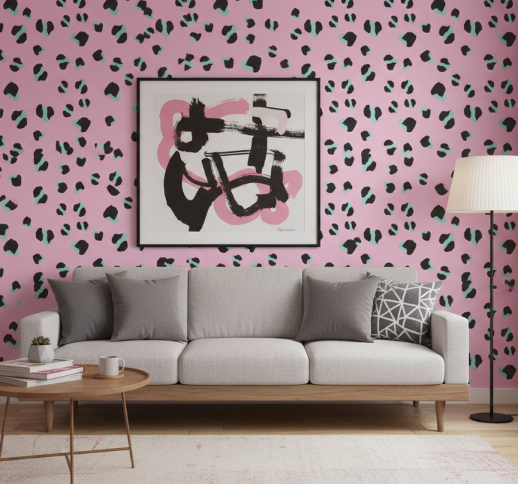 Papel de parede animais leopardo rosa - TenStickers