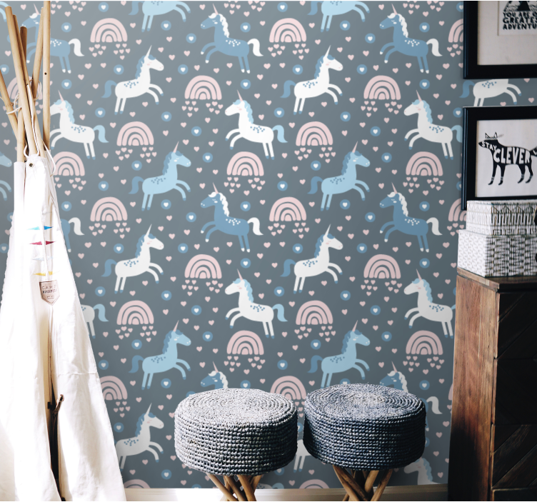 papel de parede animais motivo de arco-íris de girafa - TenStickers