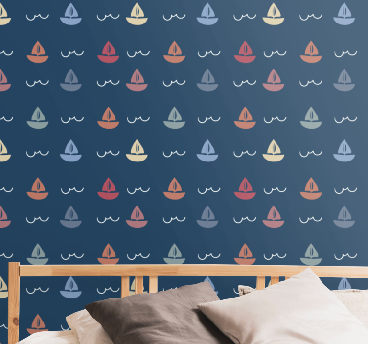 papel de parede infantil motivo de barcos à vela - TenStickers