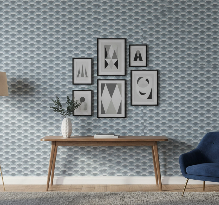 Papel de parede animais padrão azul de pele de cobra - TenStickers