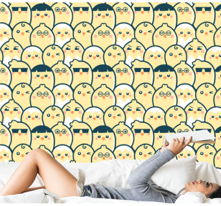 papel de parede animais padrão de corujas fofas - TenStickers