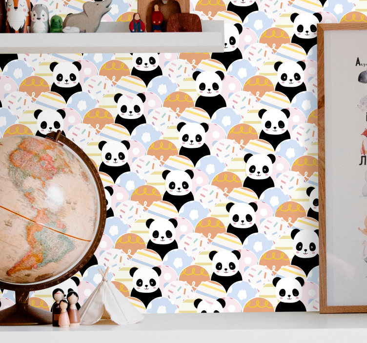 papel de parede animais padrão panda - TenStickers