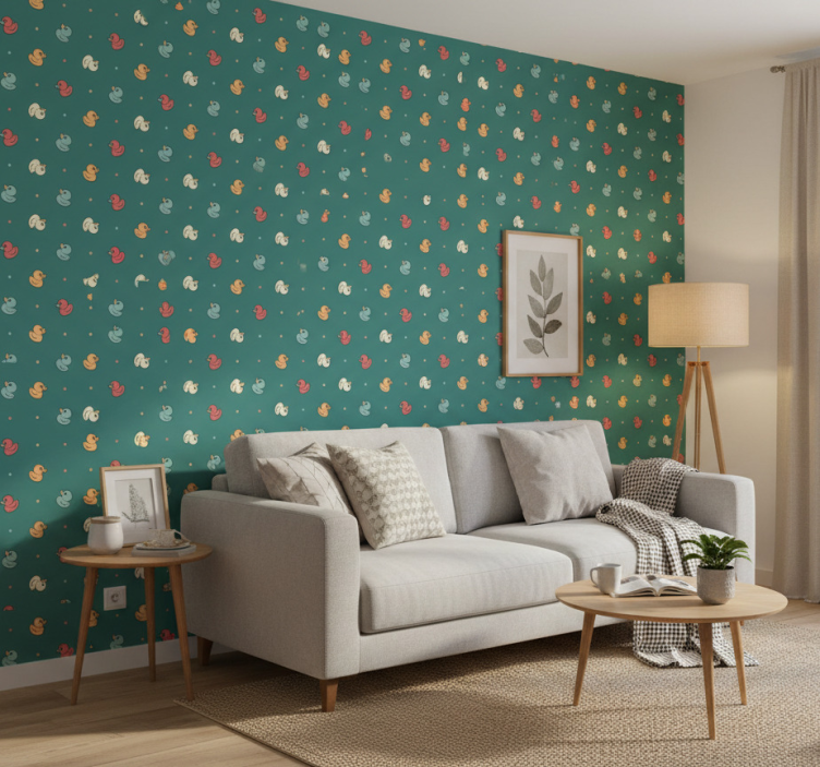 Papel de parede animais patinhos de borracha coloridos - TenStickers