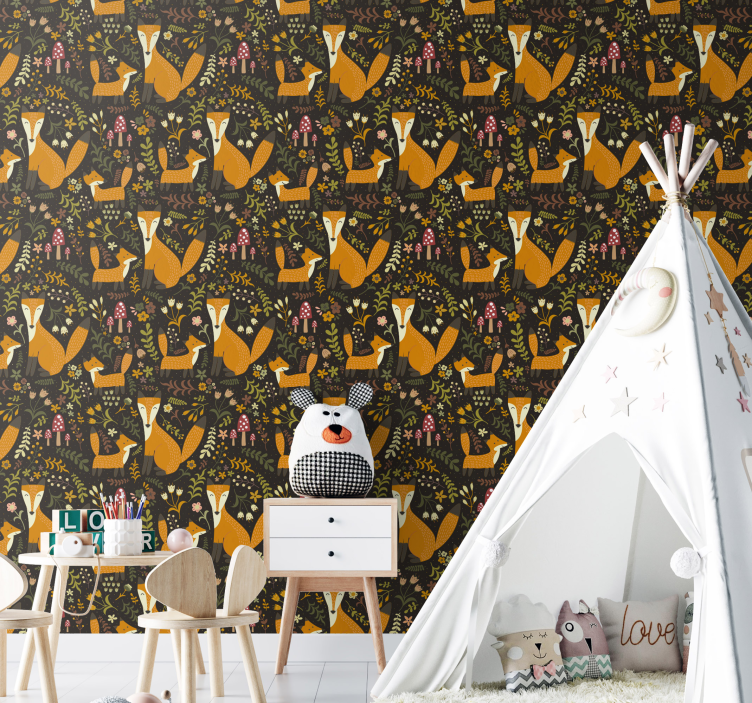 papel de parede animais raposas nórdicas - TenStickers