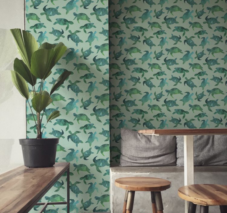 Papel de parede de animais Tartarugas verdes - TenStickers