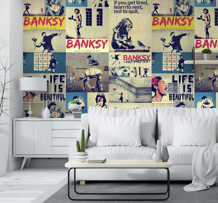 papel de parede artistíco Colagem Bansky - TenStickers