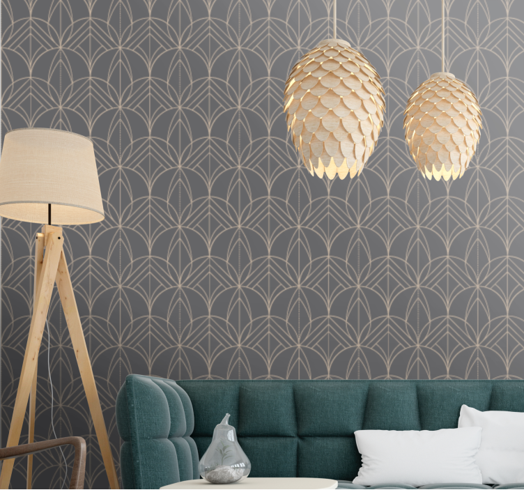 papel de parede para sala design de padrão cinza elegante - TenStickers