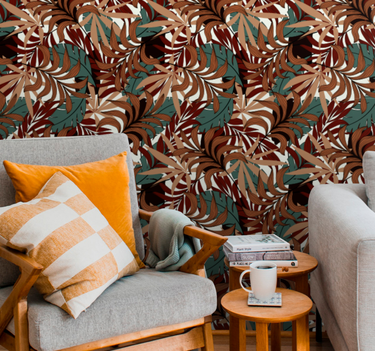 Papel de parede folhas mural botânico abstrato - TenStickers