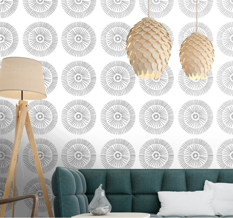 papel de parede para sala padrões circulares minimalistas - TenStickers