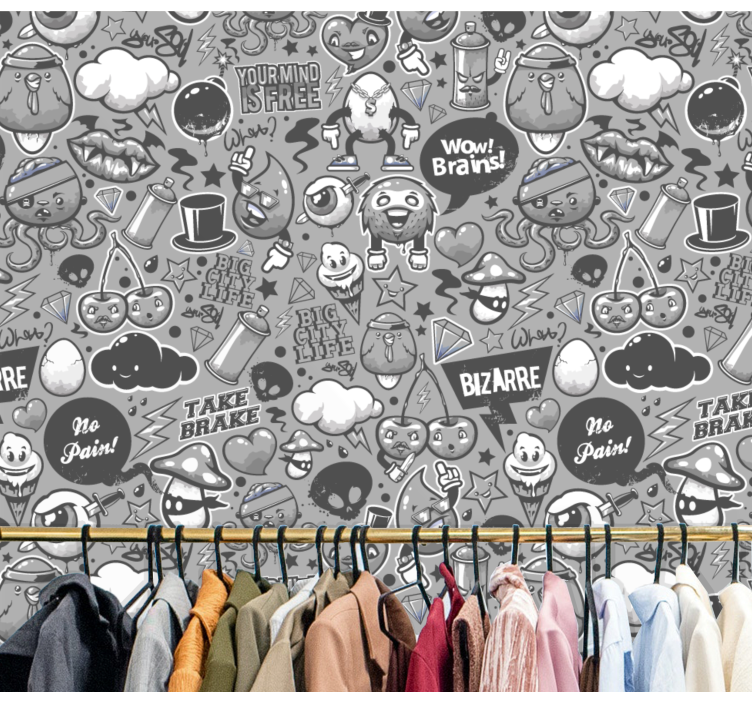 papel de parede artístico rabiscos ecléticos - TenStickers