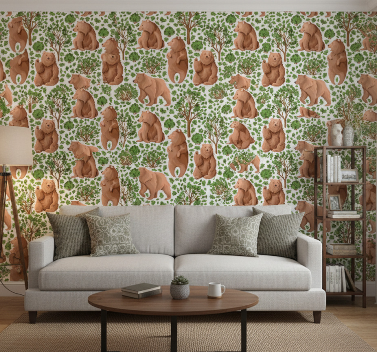 Papel de parede árvores com fauna - TenStickers