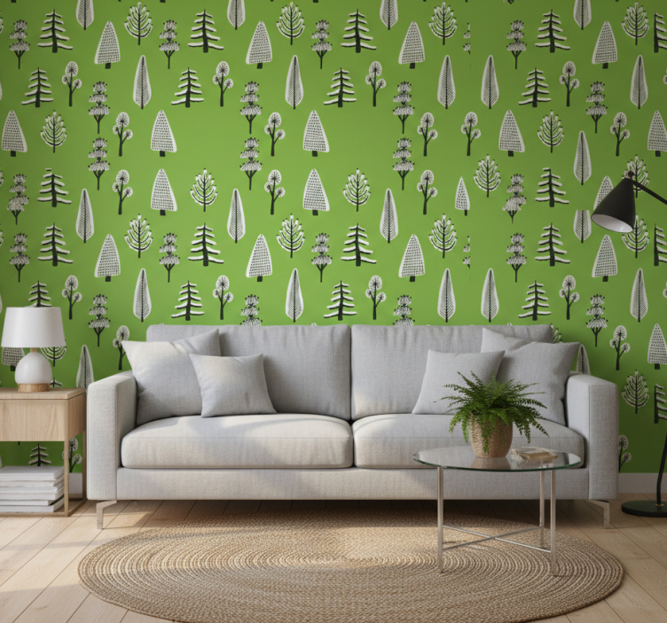 Papel de parede árvores diferentes verdes - TenStickers